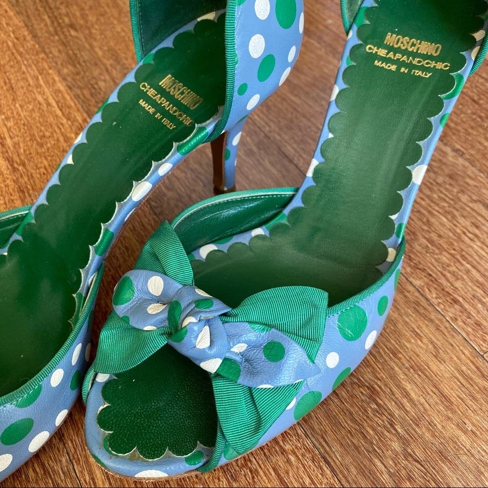 MOSCHINO d'Orsay Peep Toe, Polka Dot Leather Heels